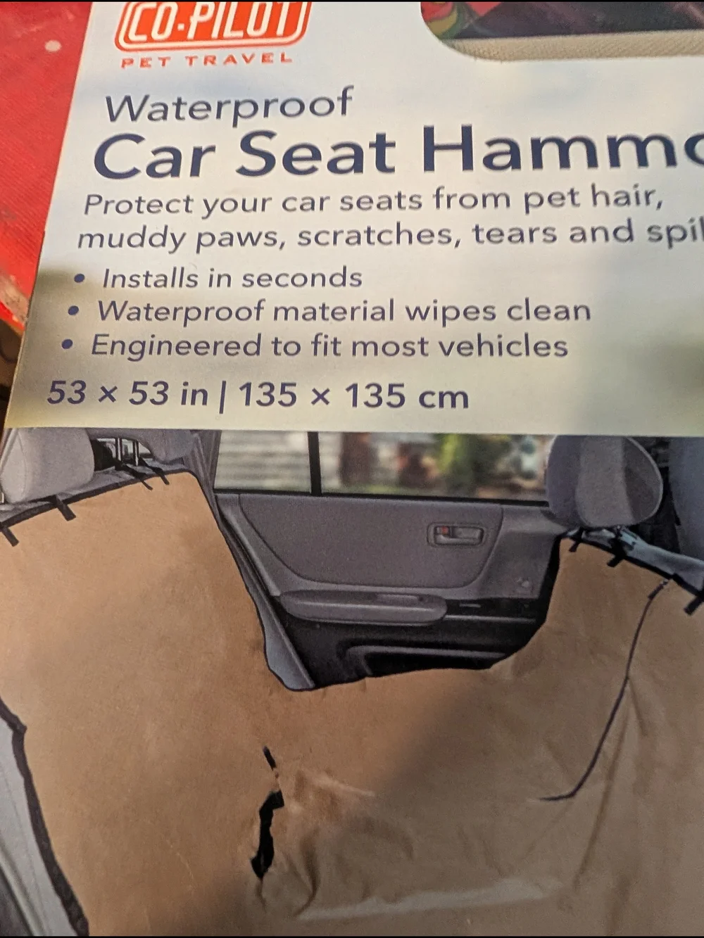 CoPilot Waterproof Car Seat Hammock - Tan